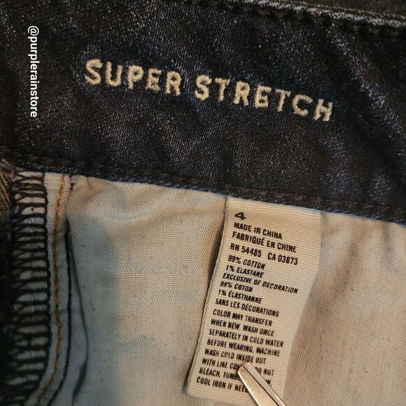 American Eagle Cut Off Shorts Size 4 Mid Rise Dark Wash Super Stretch Denim - Picture 4 of 11